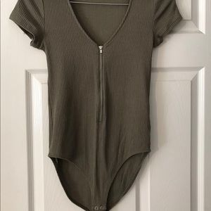 Express One Eleven- Olive Green Women’s Bodysuit